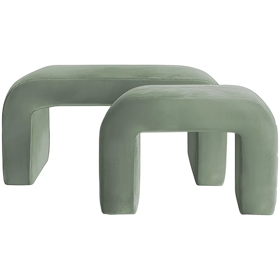 Набор пуфов "Боу" | шалфей бархат - Фото миниатюра 1