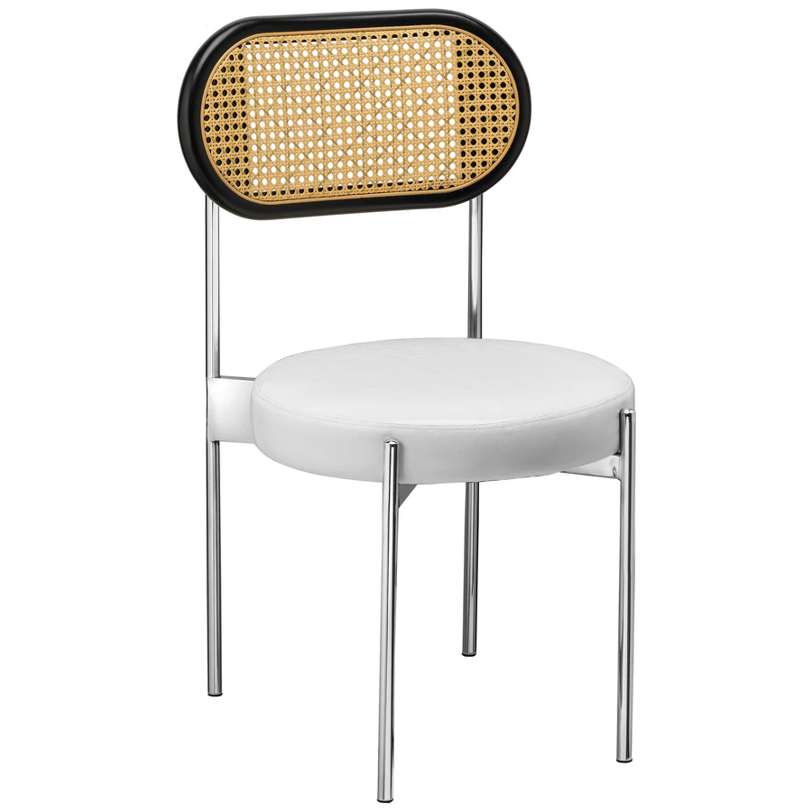 Стул «Тотем» серебряный с ротанговый спинкой черной - Фото основное 1