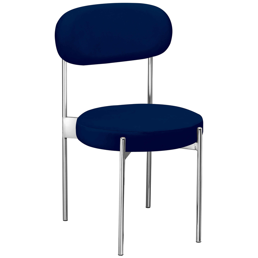 Стул «Тотем» серебряный, синий бархат - Фото миниатюра 1
