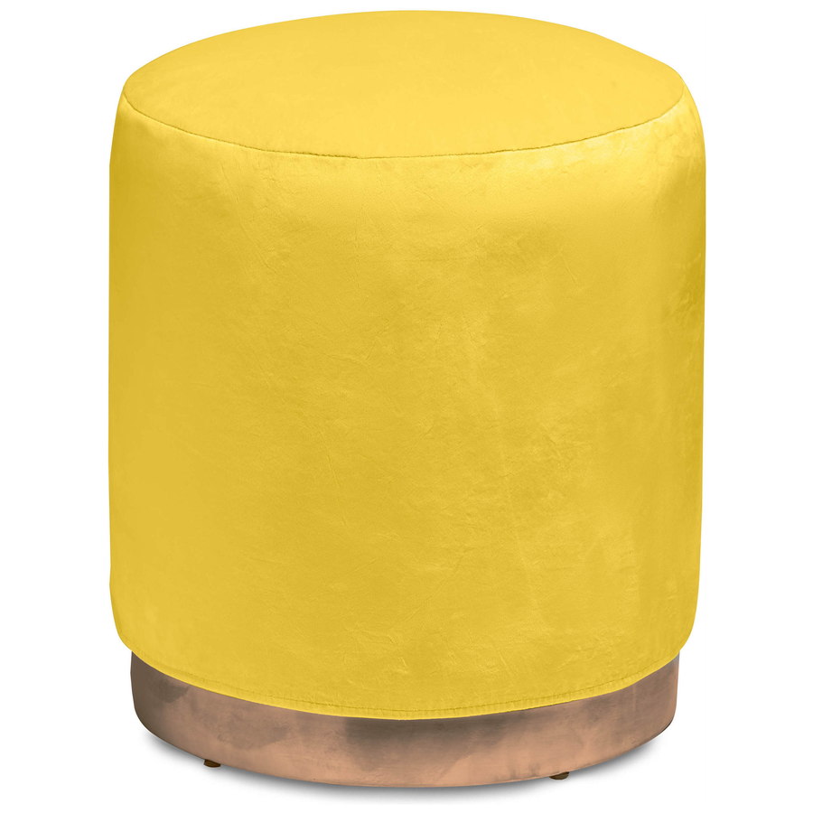 Чехол бархатный желтый для круглого пуфа - Фото миниатюра 1