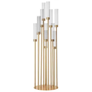 Канделябр «Пламп» на 12 свечей золотой металлический