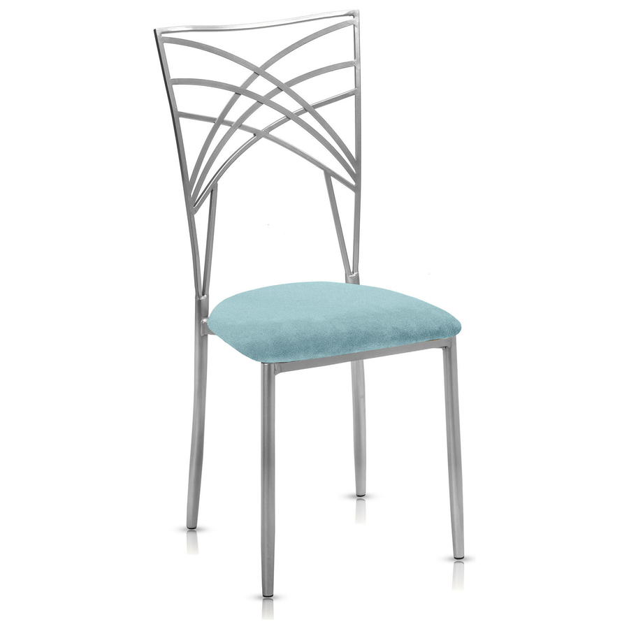 Стул «Хамелеон» серебряный, мятная подушка из бархата - Фото основное 1