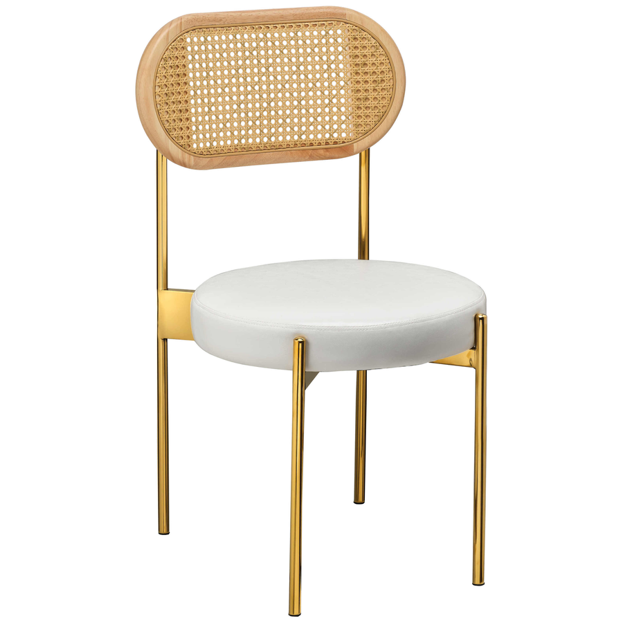 Стул «Тотем» золотой с ротанговой спинкой натуральной - Фото миниатюра 1