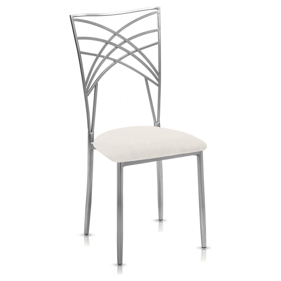 Стул «Хамелеон» серебряный, молочная подушка из бархата - Фото основное 1