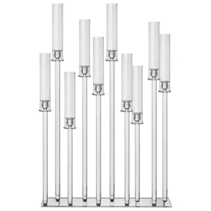 Канделябр «Роу» на 10 свечей прозрачный стеклянный