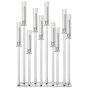 Канделябр «Роу» на 10 свечей прозрачный стеклянный