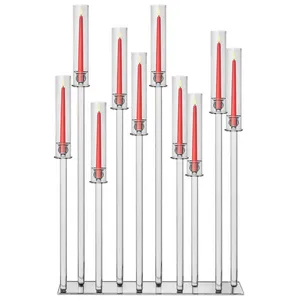 Канделябр «Роу» на 10 свечей прозрачный стеклянный