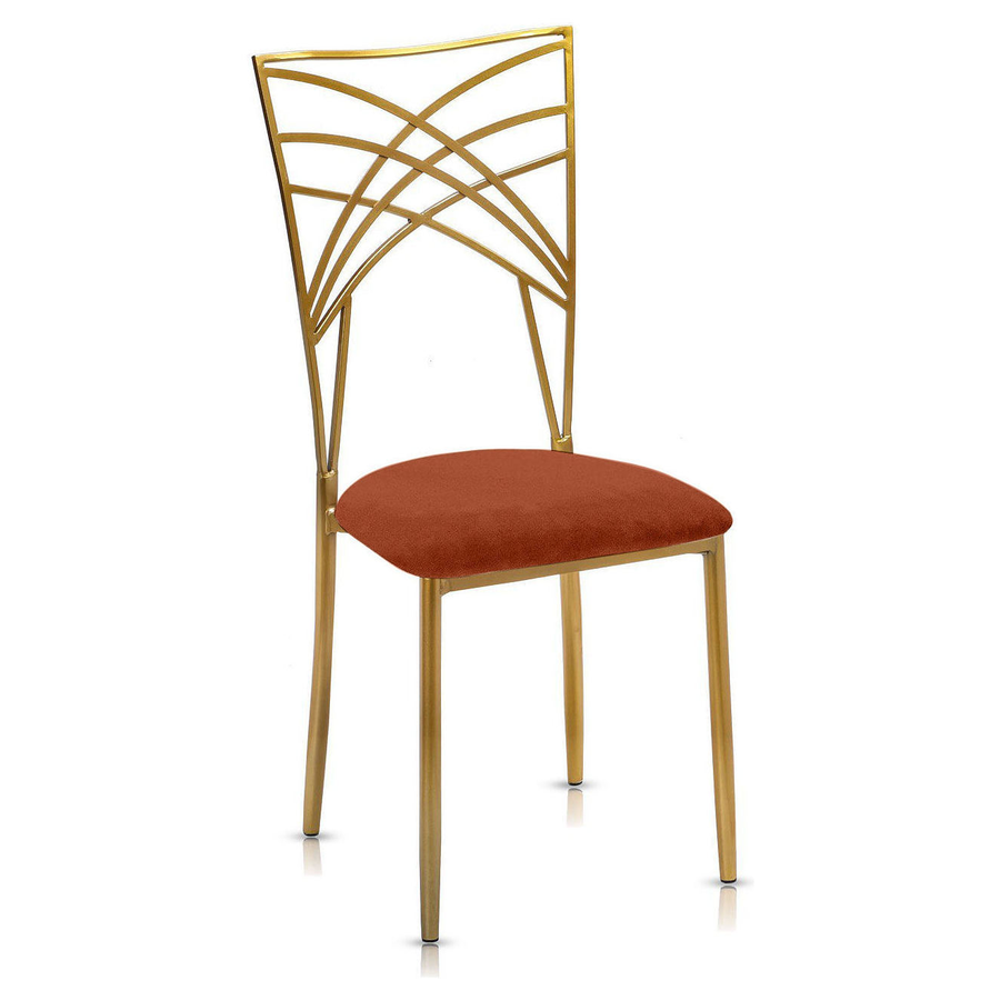 Стул «Хамелеон» золотой, терракотовая подушка из бархата - Фото миниатюра 1
