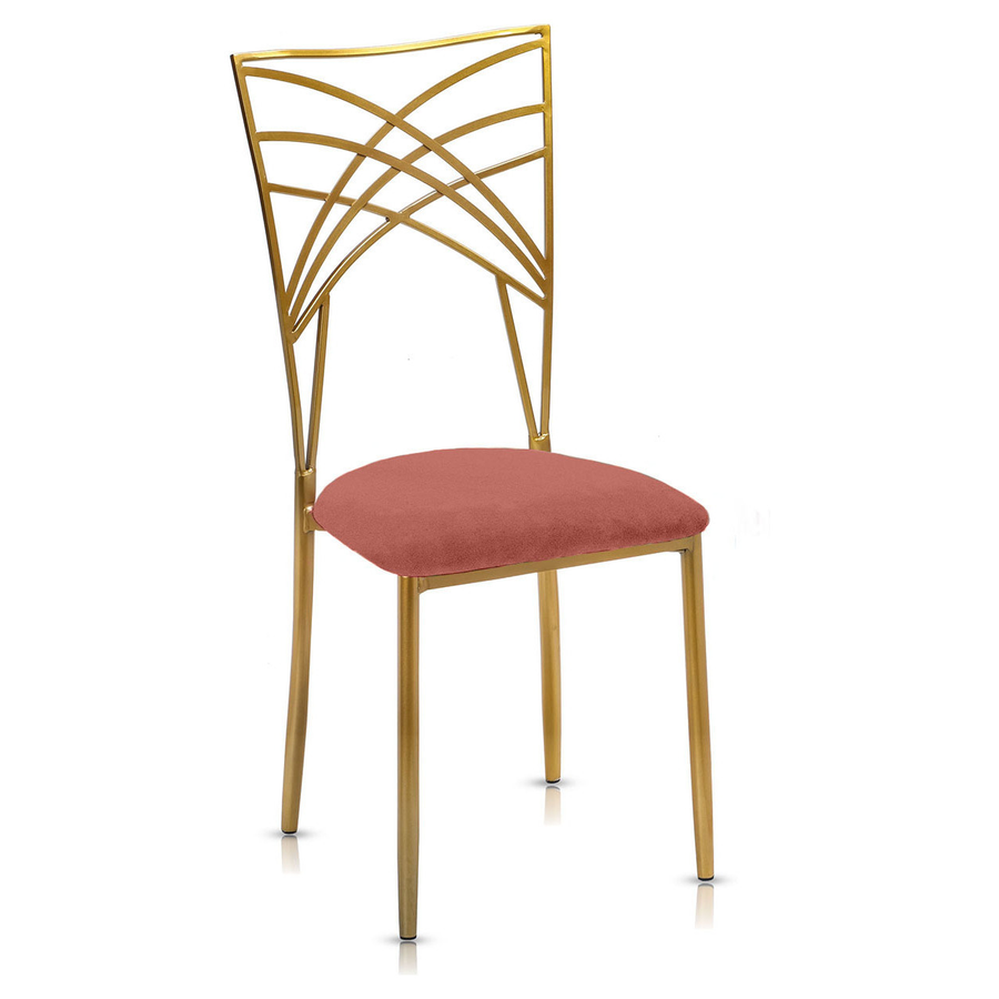 Стул «Хамелеон» золотой, марсала подушка из бархата - Фото основное 1