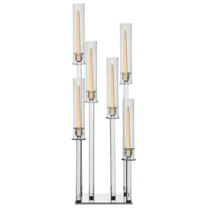 Канделябр «Пламп» на 12 свечей прозрачный стеклянный