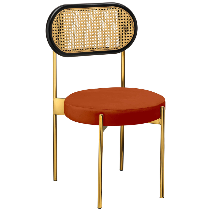Стул «Тотем» золотой, терракотовый бархат с ротанговый спинкой черной - Фото основное 1