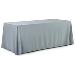 Скатерть прямоугольная бархатная серо-голубая - Фото 1
