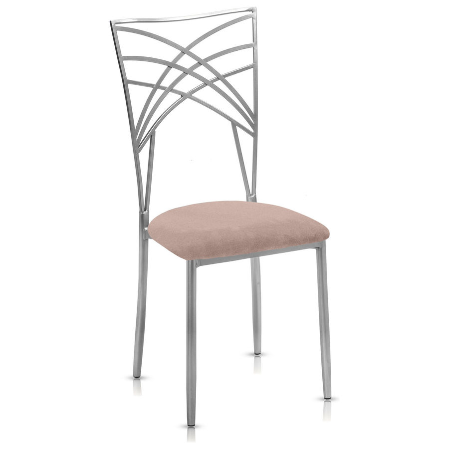 Стул «Хамелеон» серебряный, пыльно-розовая подушка из бархата - Фото основное 1