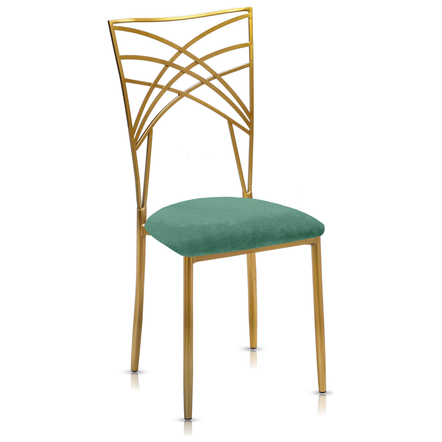 Стул «Хамелеон» золотой, шалфейная подушка из бархата - Фото миниатюра 1