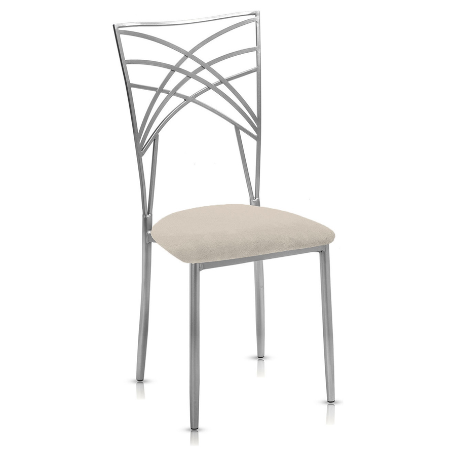 Стул «Хамелеон» серебряный, кремовая подушка из бархата - Фото основное 1