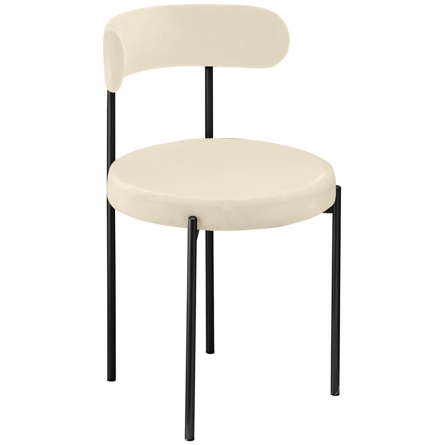 Стул «Лира» черный, сливочно-молочный бархат - Фото миниатюра 1