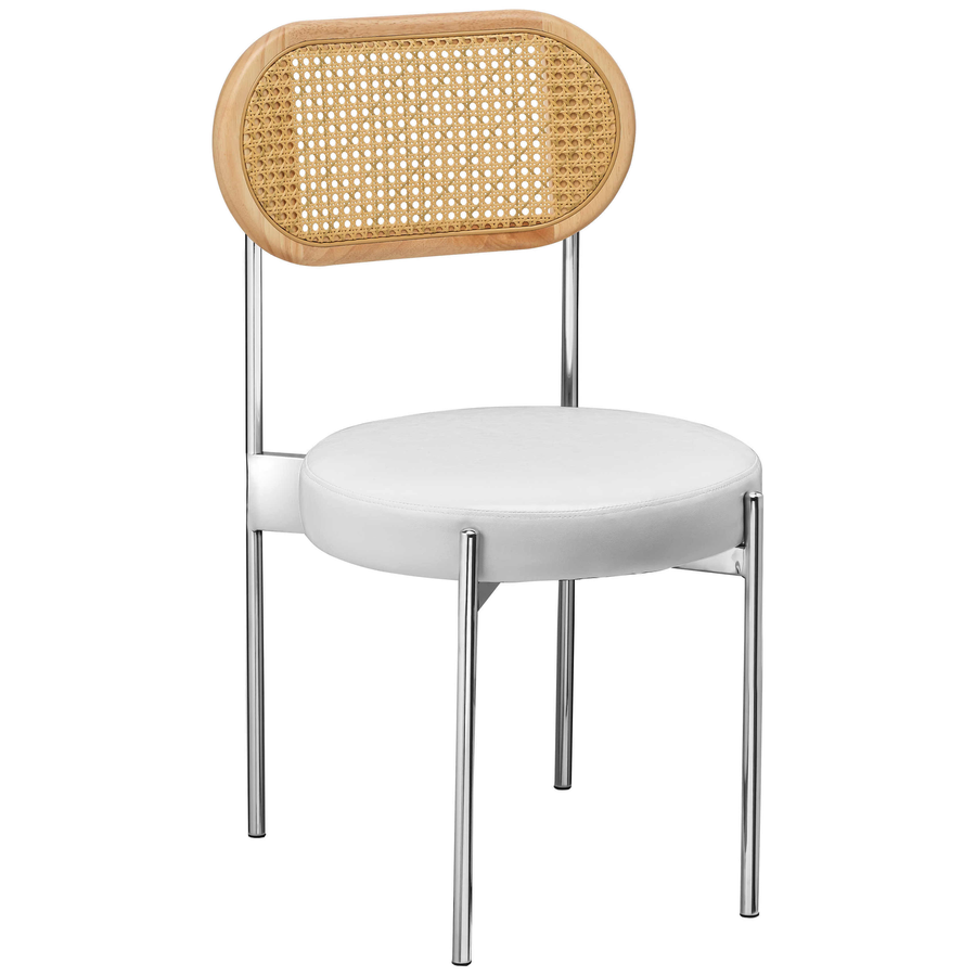 Стул «Тотем» серебряный с ротанговой спинкой натуральной - Фото основное 1