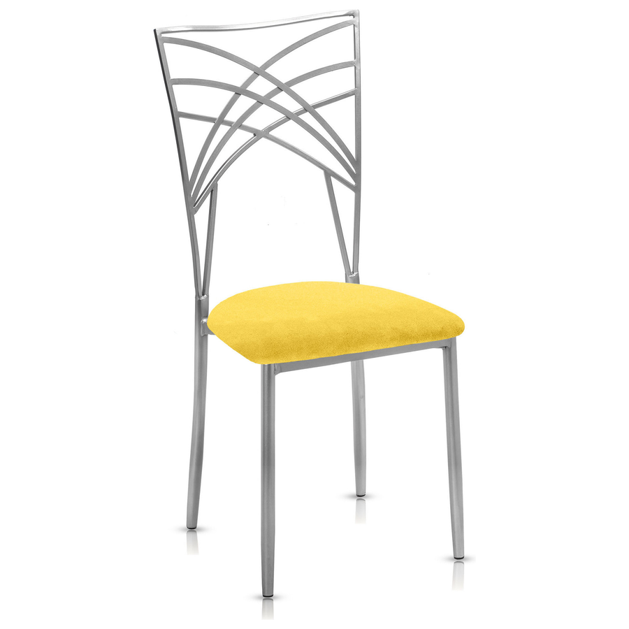Стул «Хамелеон» серебряный, желтая подушка из бархата - Фото основное 1