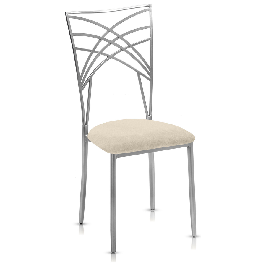 Стул «Хамелеон» серебряный, светло-бежевая подушка из бархата - Фото основное 1