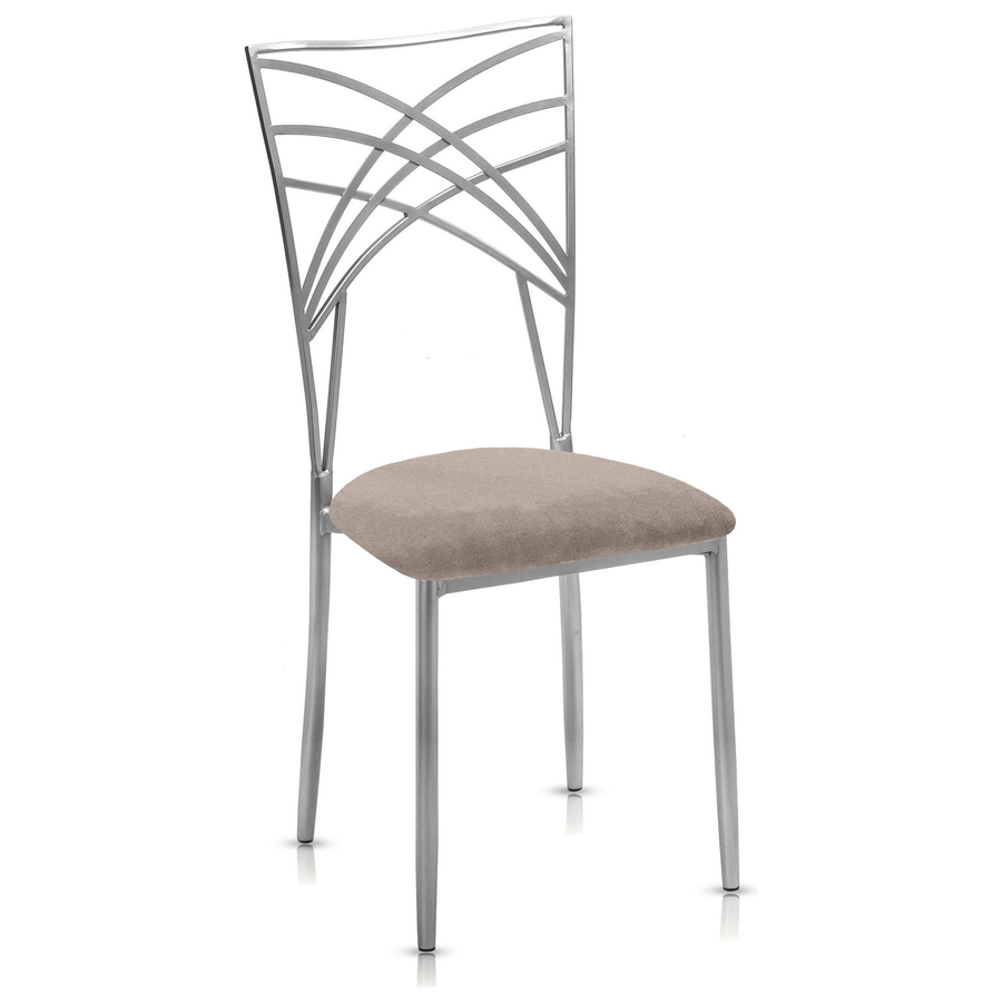 Стул «Хамелеон» серебряный, серо-бежевая подушка из бархата - Фото основное 1