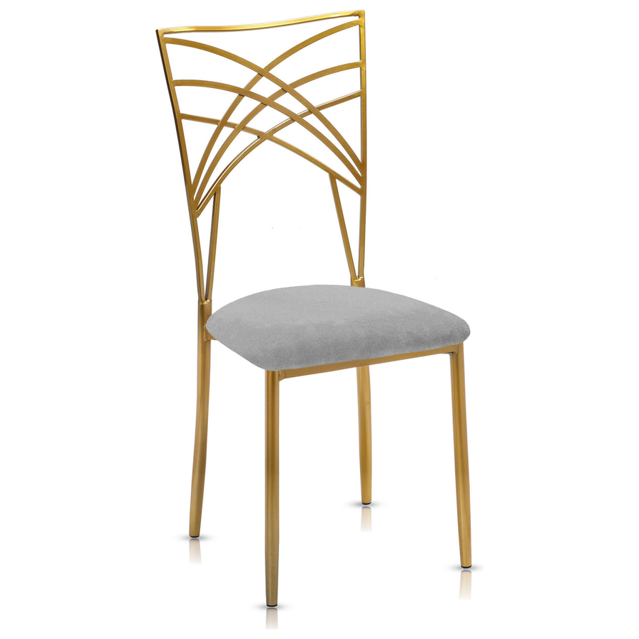 Стул «Хамелеон» золотой, светло-серая подушка из бархата - Фото миниатюра 1