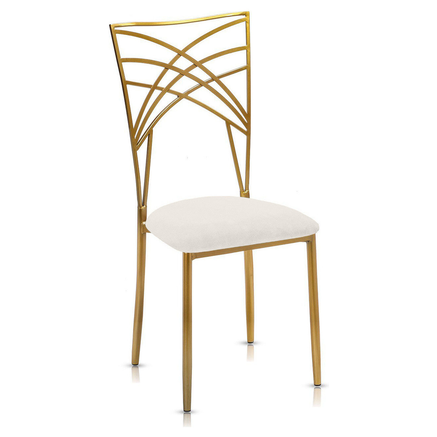 Стул «Хамелеон» золотой, молочная подушка из бархата - Фото основное 1