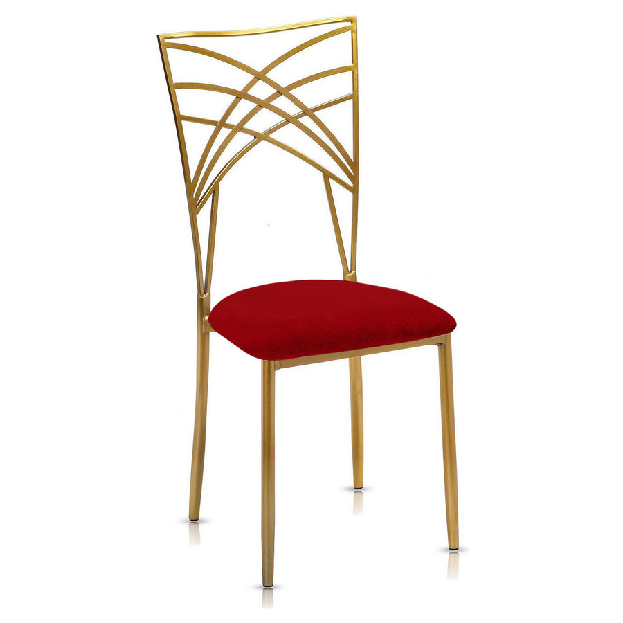 Стул «Хамелеон» золотой, красная подушка из бархата - Фото миниатюра 1