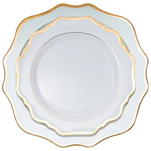 Набор тарелок "Тайга" белые с золотым кантом 33 и 26см