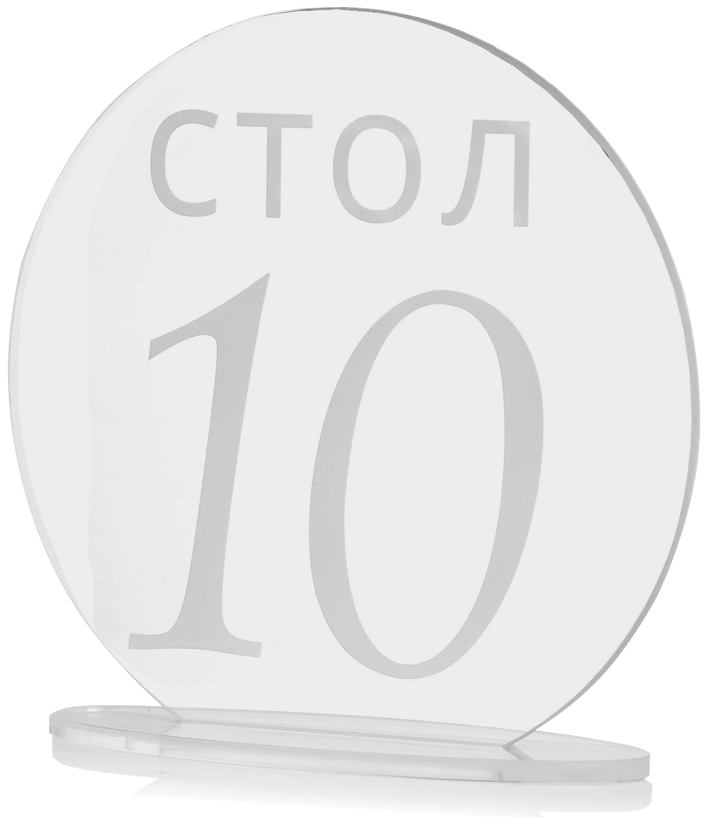 Номерки для столов 1-10 прозрачные с белым - Фото 2
