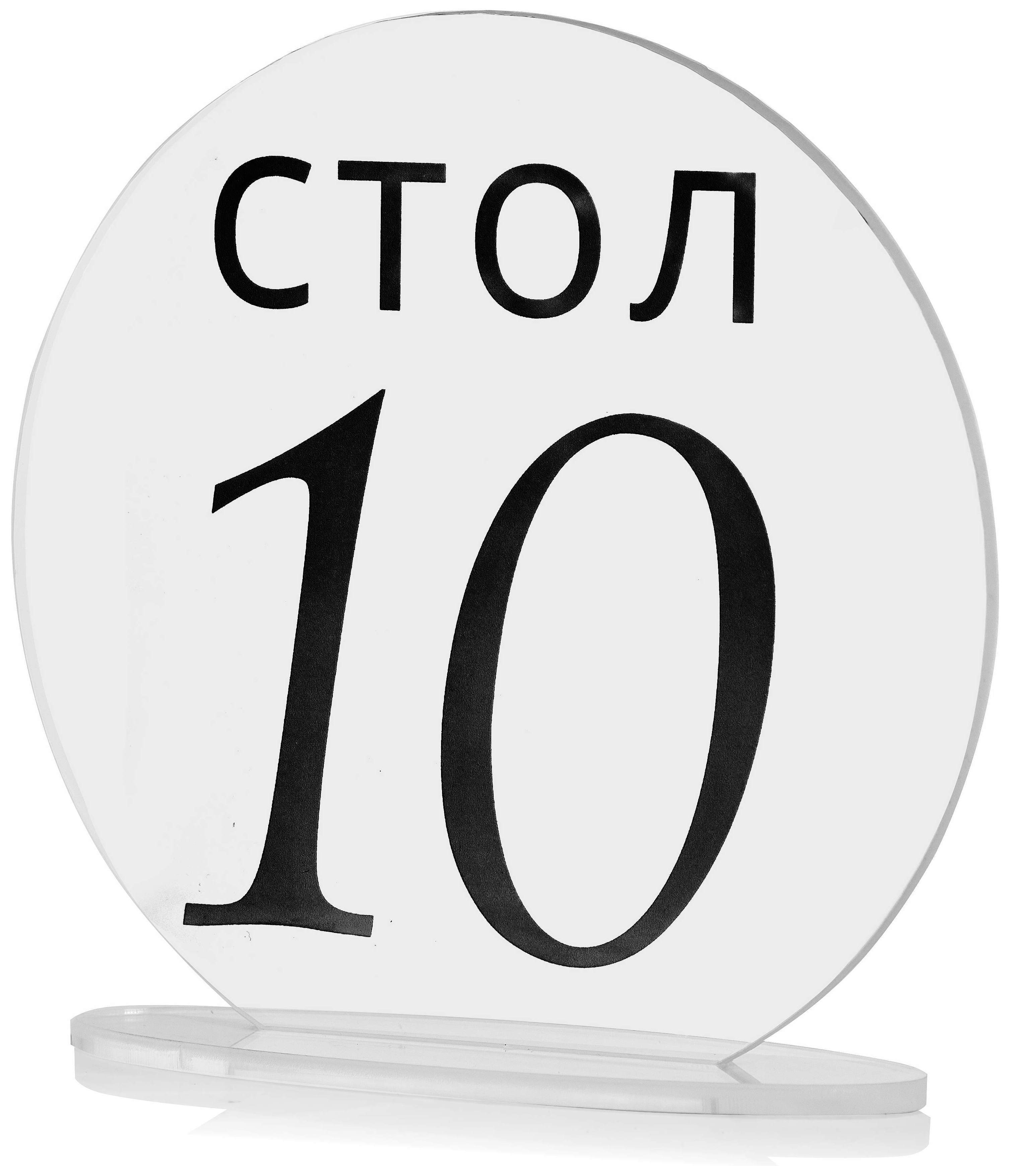 Номерки для столов 1-10 прозрачные с черным - Фото 2