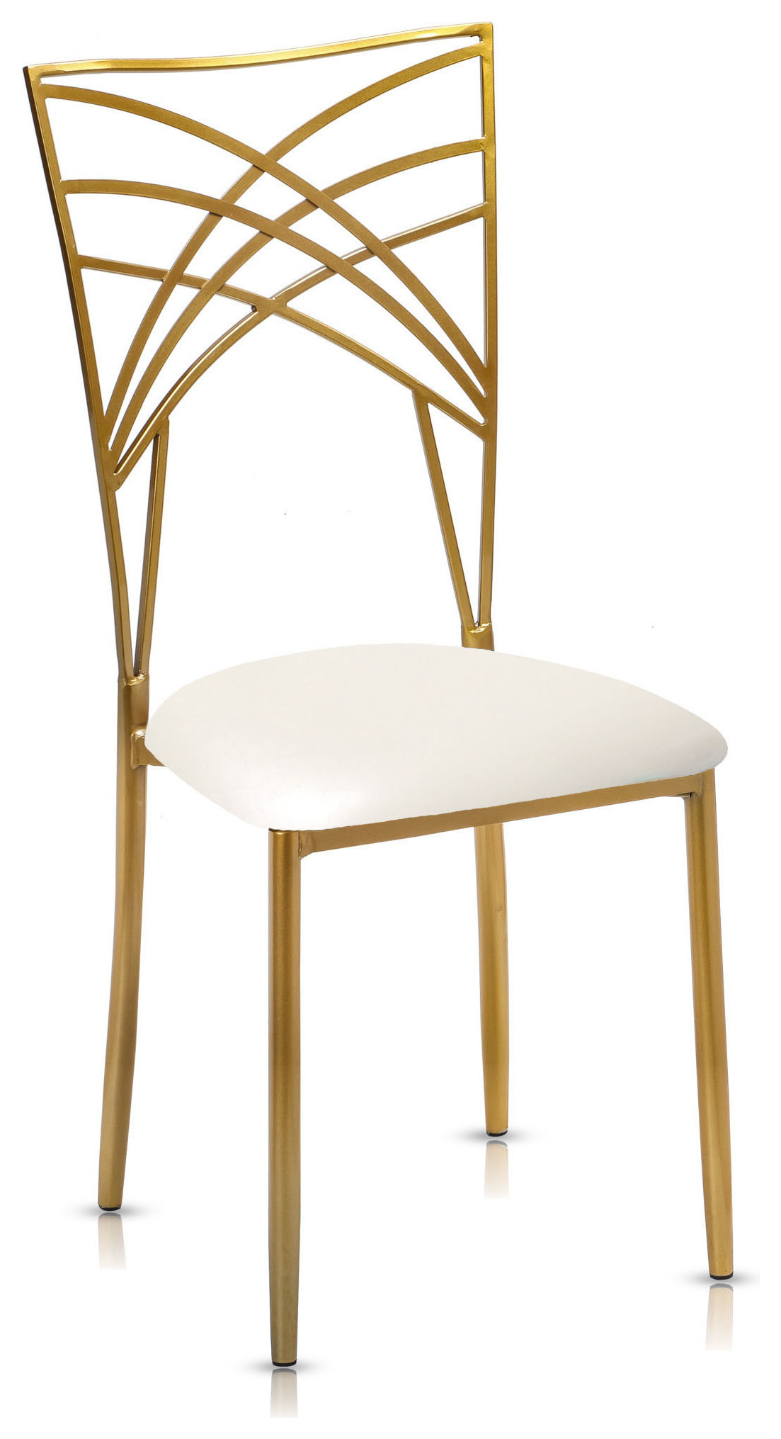 Стул Хамелеон золотой, подушка из кожи слоновая кость