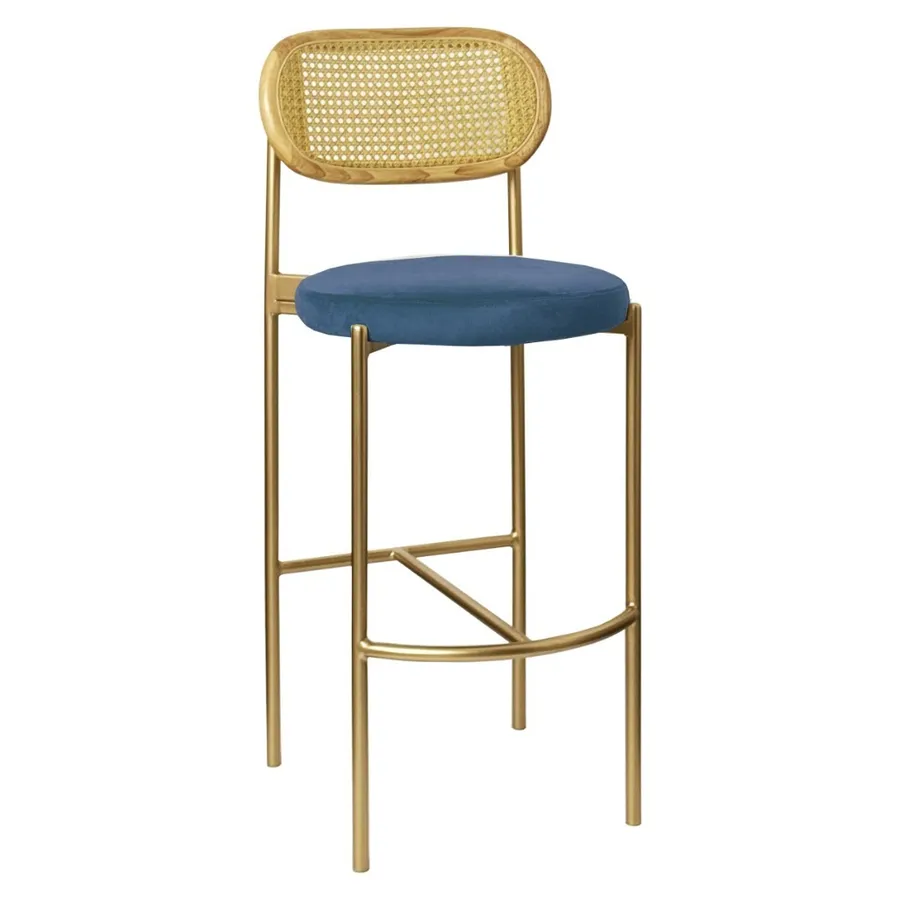 Стул барный Modern Comfy, Natural Rotango+Teal  (любой цвет каркаса) - Фото миниатюра 1