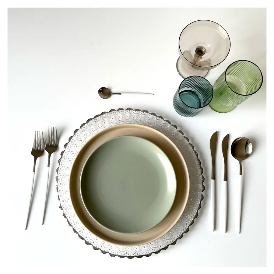 Столовые приборы Goa бело-серебряные, сет 4 предмета - Фото миниатюра 5