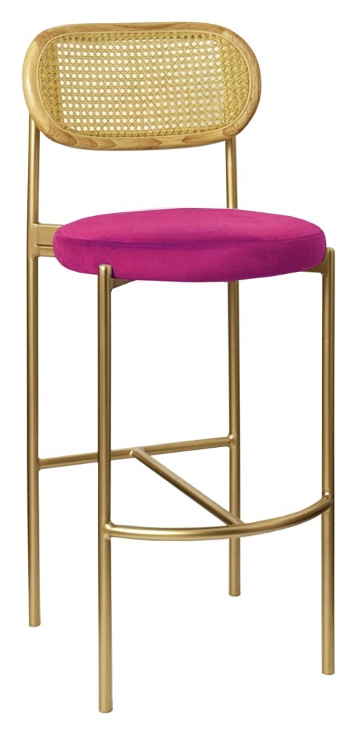 Стул барный Modern Comfy, Natural Rotango+Inviting Fuchsia (любой цвет каркаса)