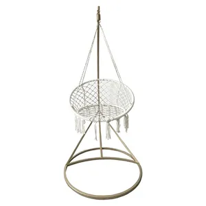 Качели плетеные Macrame с металлическим каркасом для подвеса - Фото 2