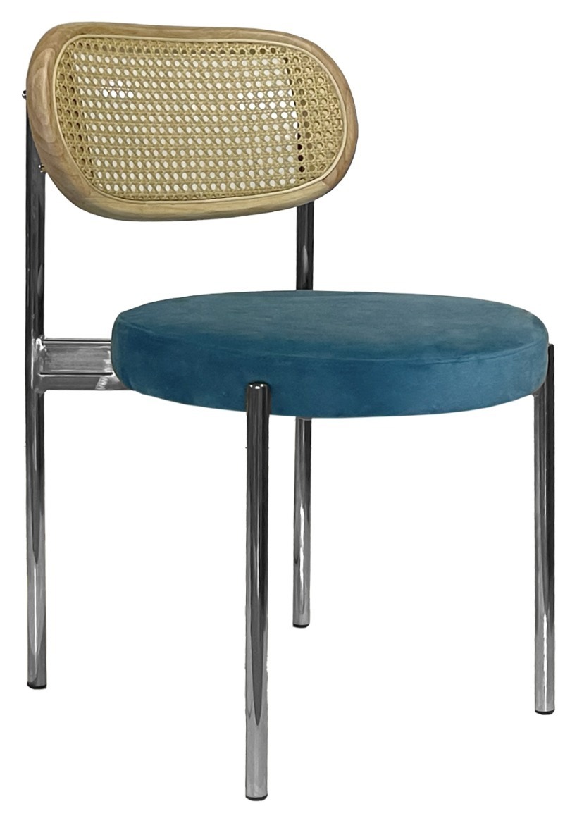 Стул Modern Silver, Natural Rotango + Teal