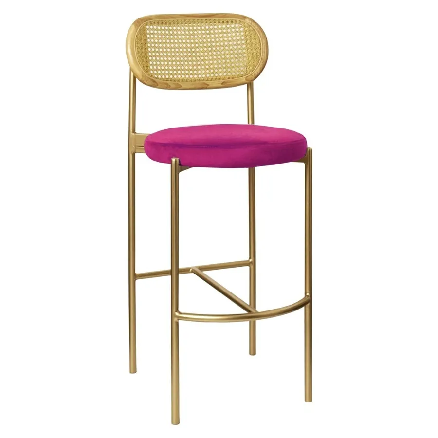 Стул барный Modern Comfy, Natural Rotango+Inviting Fuchsia  (любой цвет каркаса) - Фото основное 1