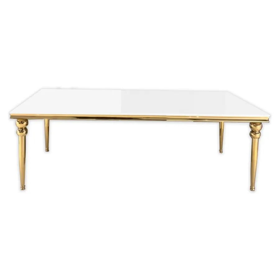 Прямоугольный стол Rectangle-Gold 240, белый глянцевый МДФ - Фото миниатюра 1