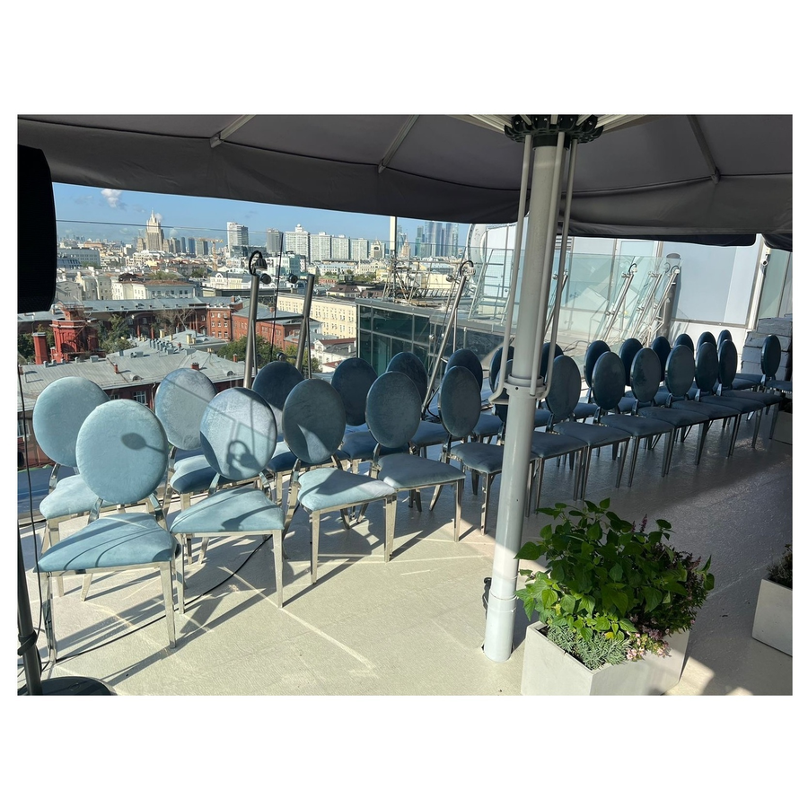 Стул Washington Gold, велюр серо-голубой - Фото миниатюра 5