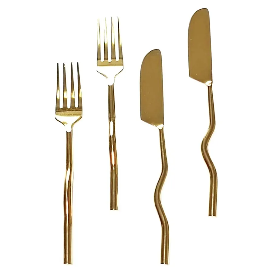 Столовые приборы Squash Gold, сет 4 предмета - Фото миниатюра 1