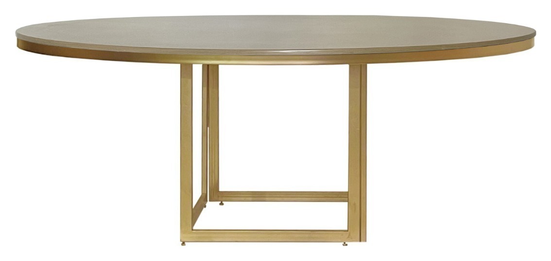 Стол Корнерс круглый, натуральное дерево + золото