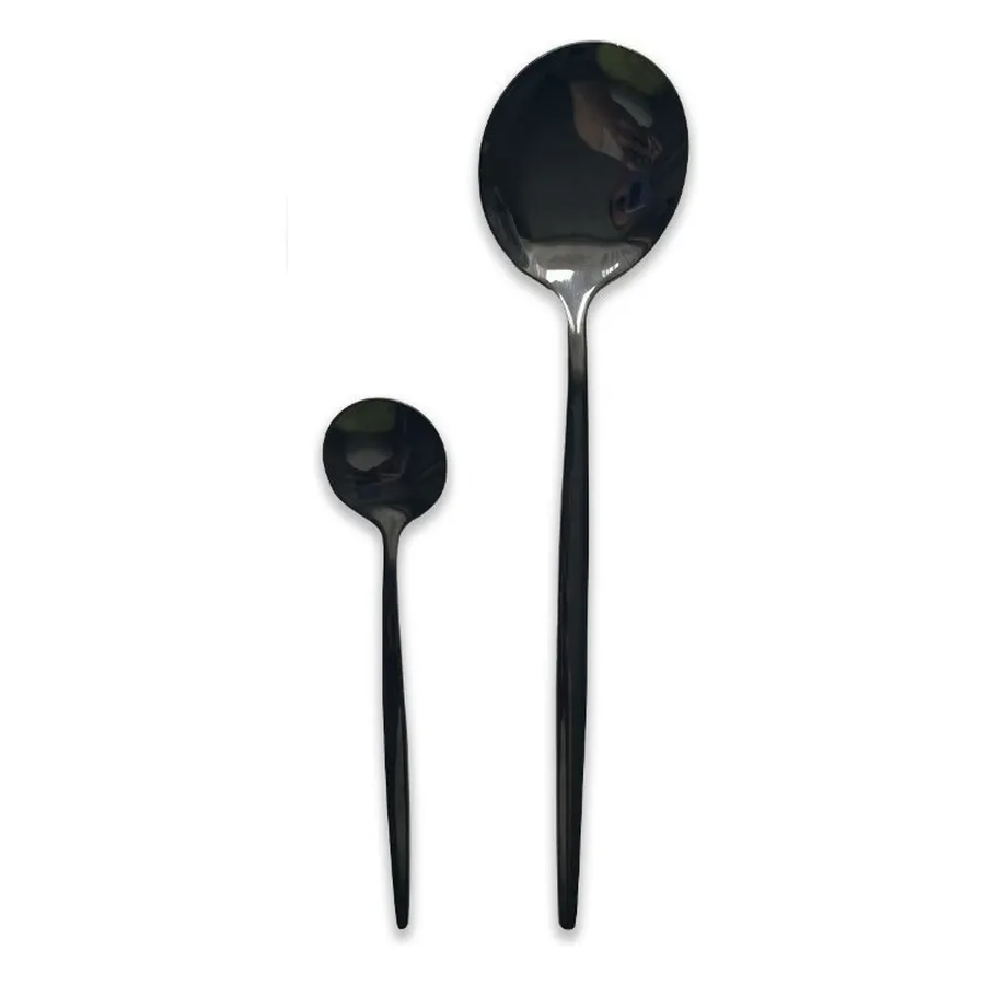 Столовая и десертная ложки, черные - Фото миниатюра 1