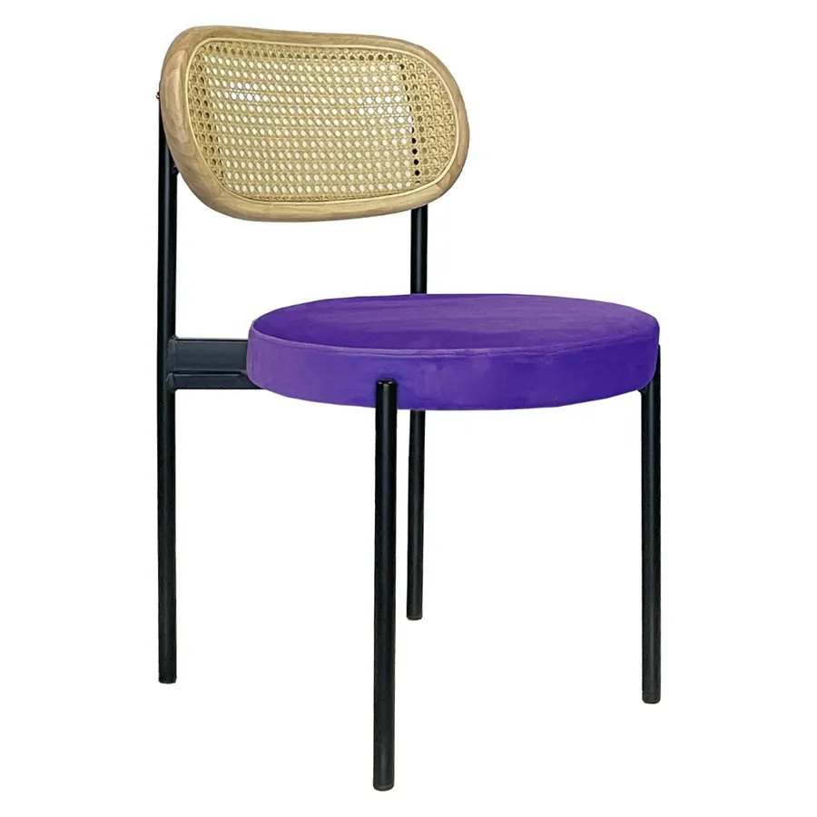Стул Modern Black, Natural Rotango + Mysterious Purple - Фото миниатюра 1
