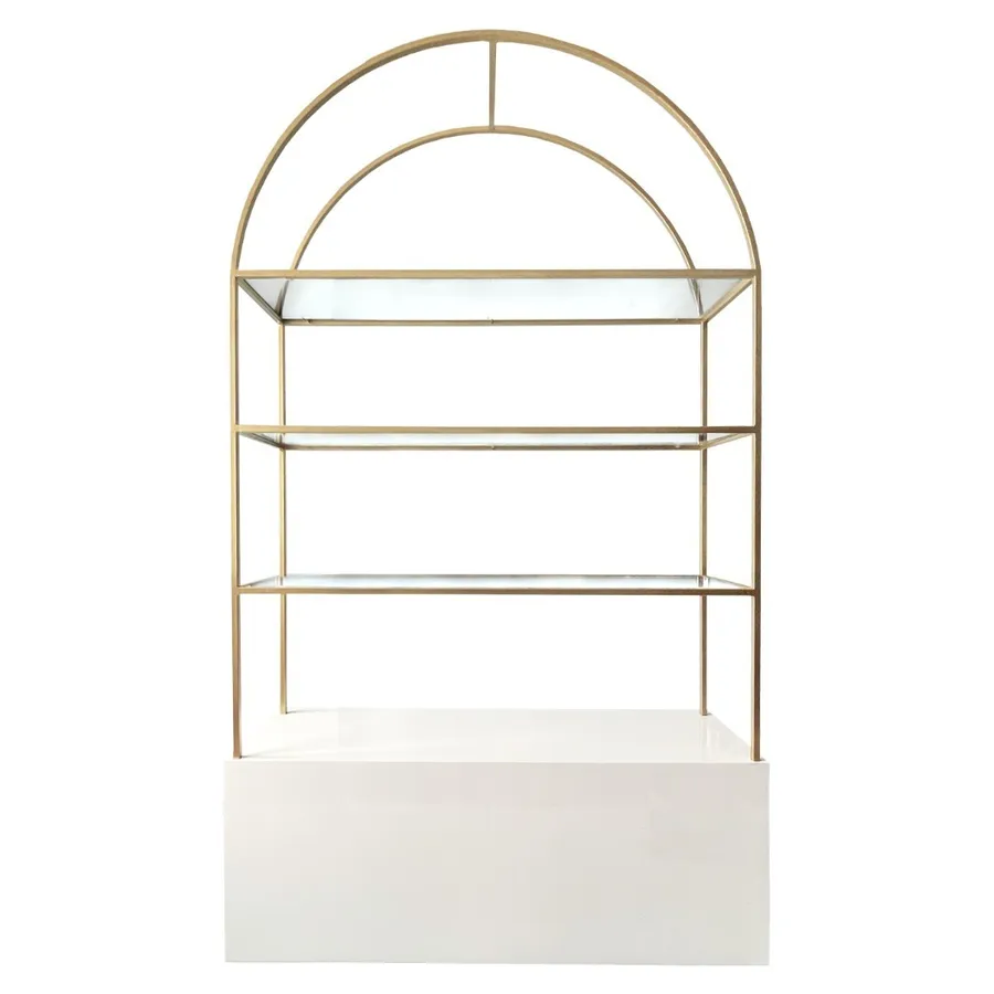 Стеллаж с белой тумбой Archie White Gold - Фото миниатюра 1