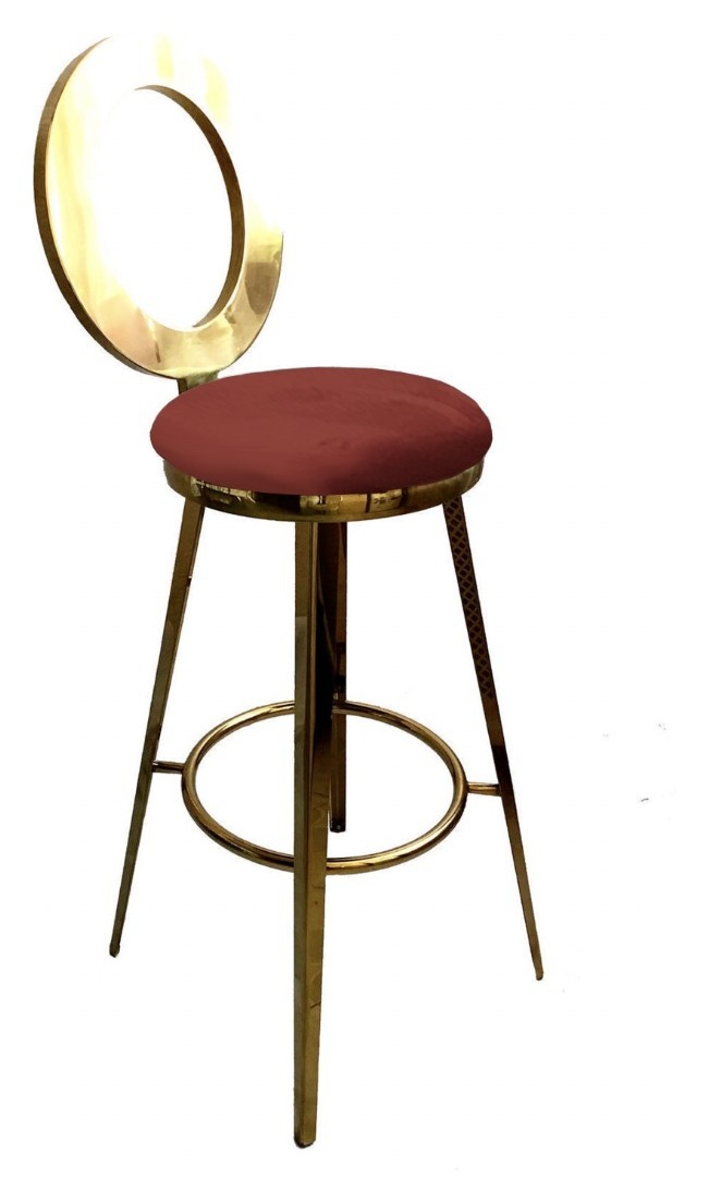 Стул барный велюр, терракотовый