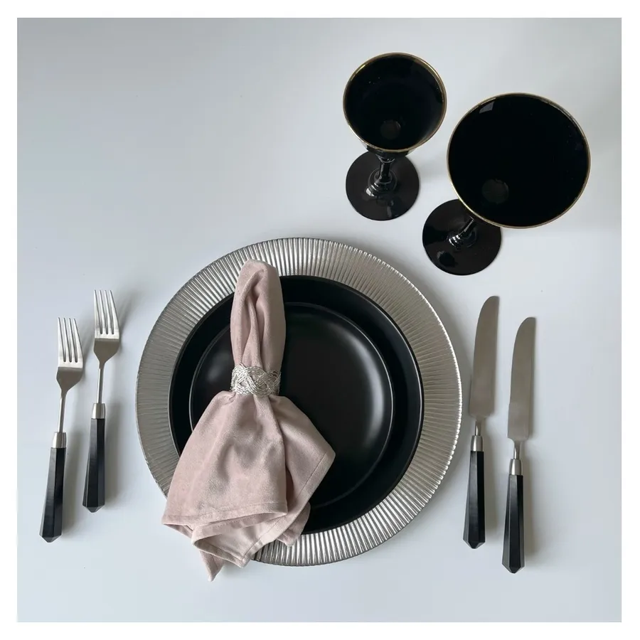 Столовые приборы Prism черно-серебряные, сет 4 предмета - Фото миниатюра 5