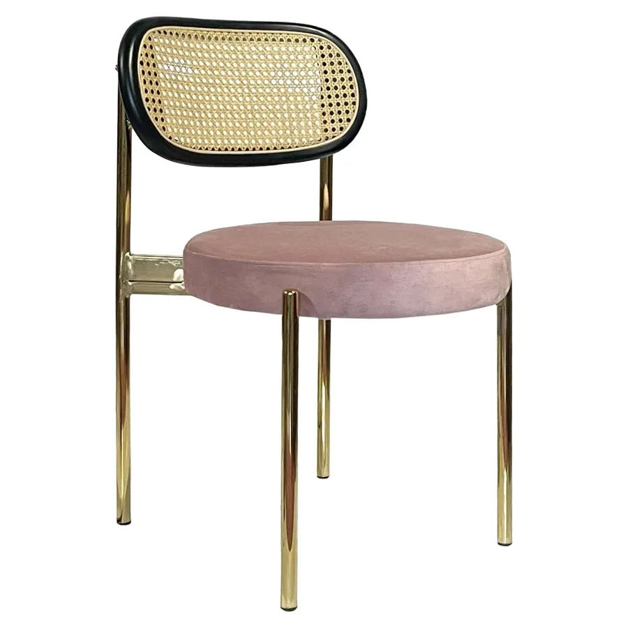 Стул Modern Gold, Black Rotango + Pink Lipstick - Фото миниатюра 1
