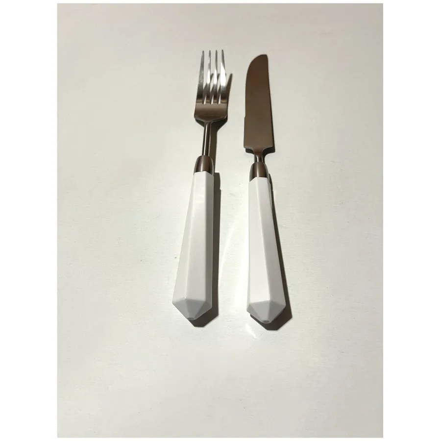 Столовые приборы Prism бело-серебряные, сет 4 предмета - Фото миниатюра 3