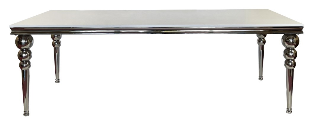 Прямоугольный стол Rectangle-silver 240, белая столешница