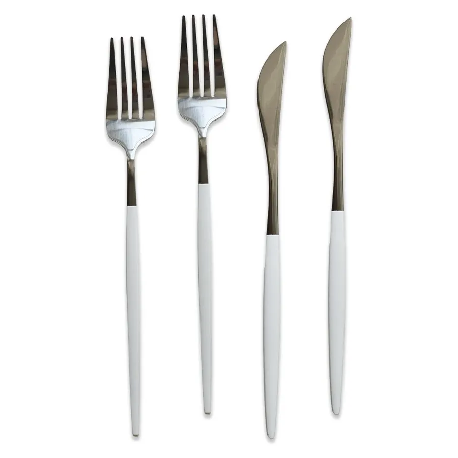 Столовые приборы Goa бело-серебряные, сет 4 предмета - Фото миниатюра 1